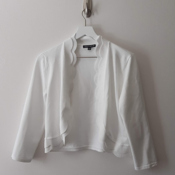 Cable Gauge Scallop Cardigan White Size 